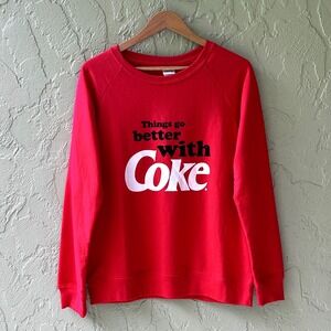 Coca Cola Women's Medium Red "Things Go Better with Coke" Sweatshirt Top NWOT